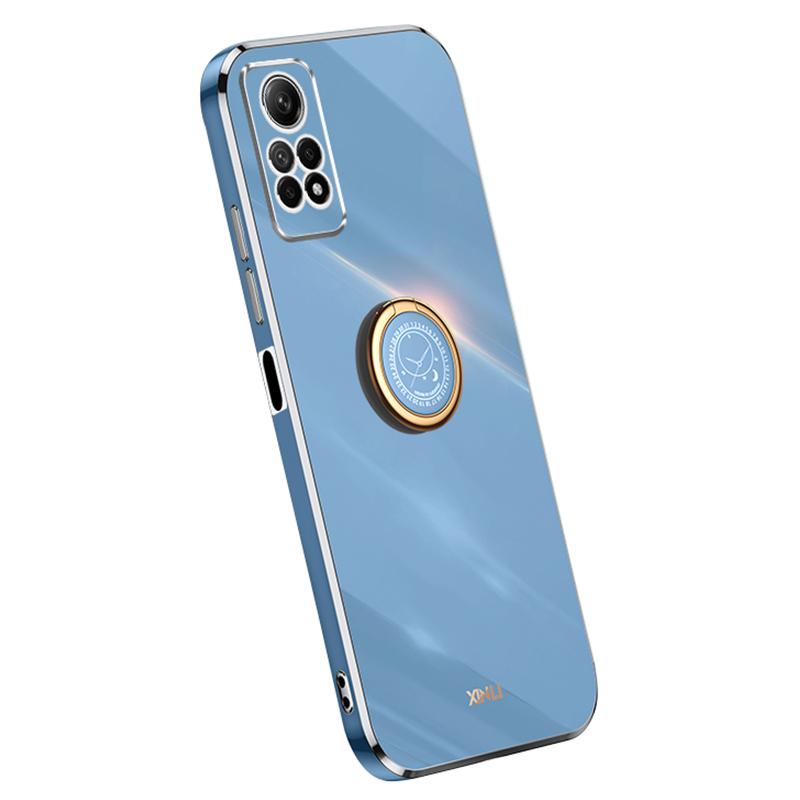 

XINLI Phone TPU Case for Xiaomi Redmi Note 12 Pro 4G,Electroplated Ring Kickstand Phone Cover Blue