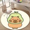 1PC Capybara Office Round Area Rug, Mat Suitable For Office, Under Office Chairs Bedroom Living Room Home Decor, Room Deco