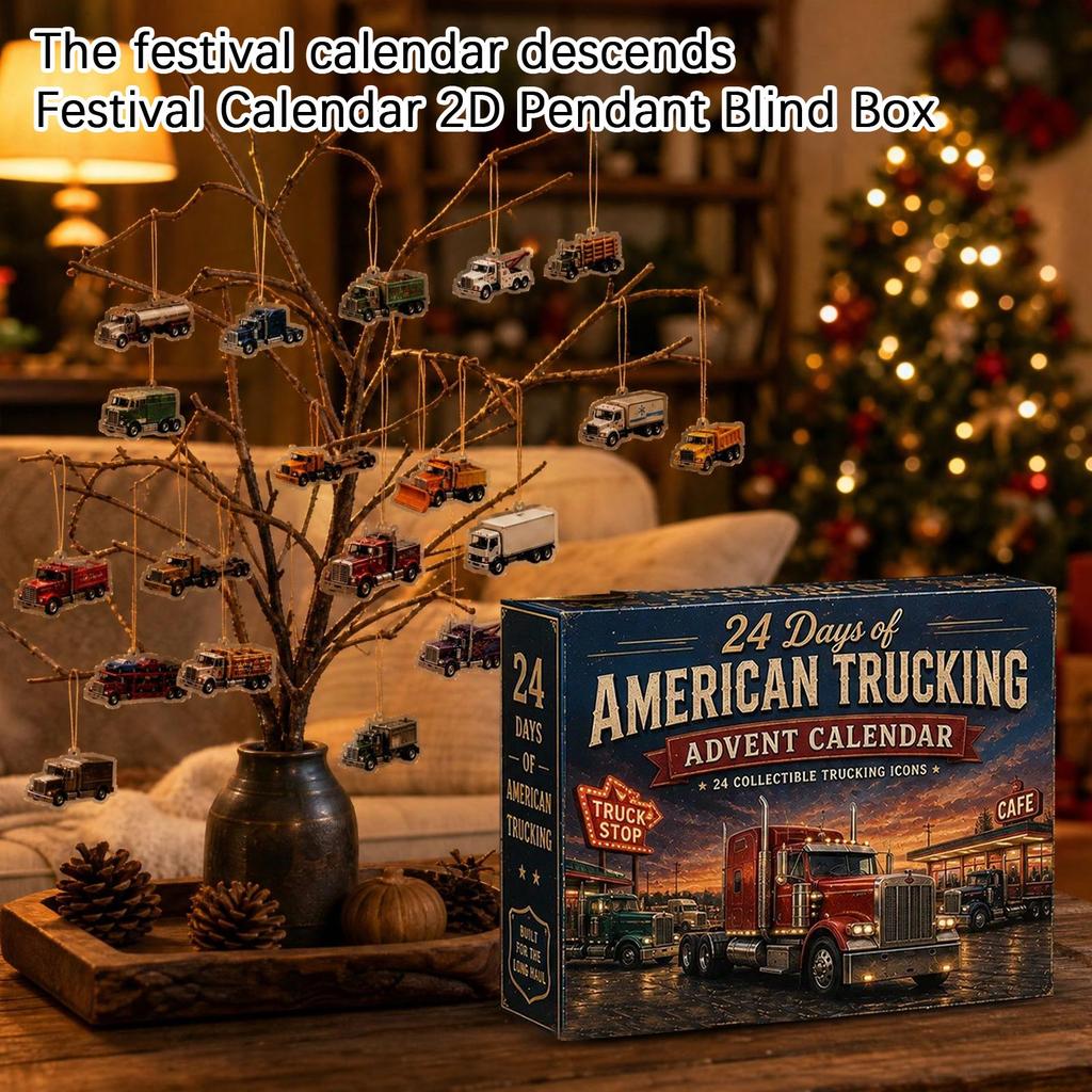 -Day Advent Calendar with 2D Charm, Truck Transport Theme