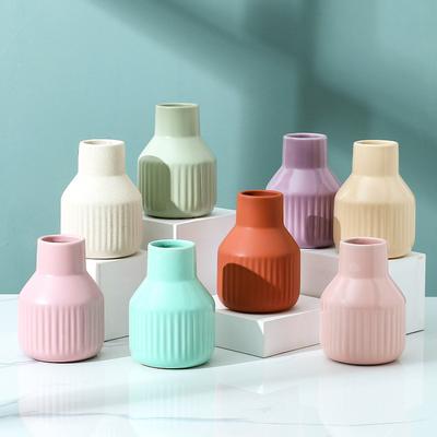 Einfache bunte Vase Keramik Hydrokulturvase Kunst Blumenarrangement Kreative Heimdekoration Desktop-Ornamente Pflanztopf