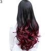 Ženy Big Wave Dlouhé Kudrnaté vlnité Gradient Color Ombre Tříčtvrtinová paruka na celé vlasy