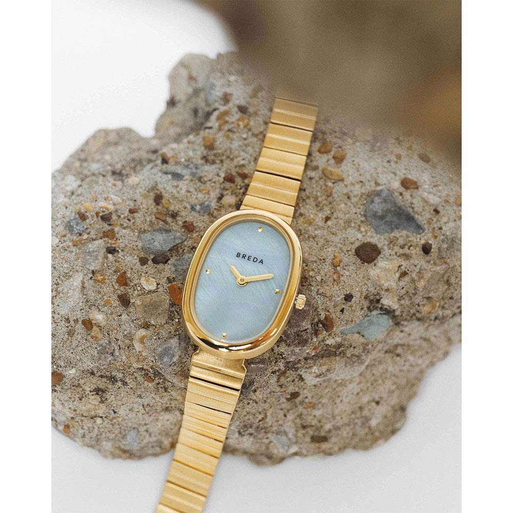Breda Women's Jane Analog Watch Gold and Blue Mother of Pearl 1741C