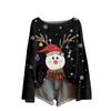 Women's Fashion Round Neck Long Sleeve Christmas Print Casual Pullover Sweater Top