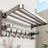 Baihan Punch-Free Foldable Bathroom Towel Rack with Shelf & Hooks