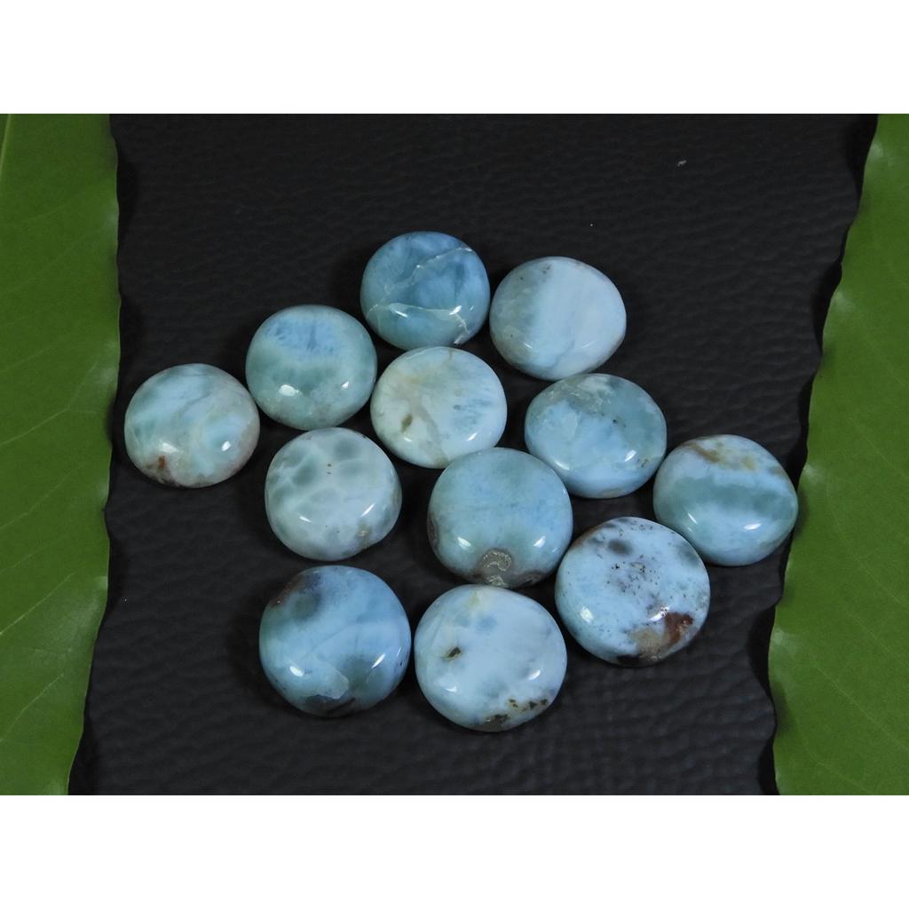 14MM Natural Larimar Pectolite Round Cabochon Loose Gemstone 12Pcs Lot A-411
