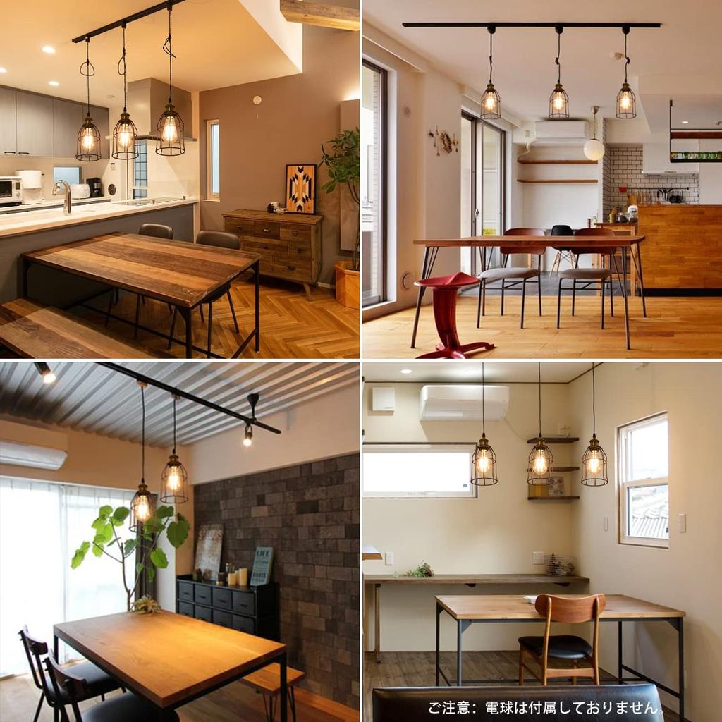 LVWIT 3-Light Pendant Light, Duct Rail Type, E26 Base, Bulb Socket, Lighting Fixture for Wired Duct Rails, Ceiling Lighting, Hanging Light, 48cm