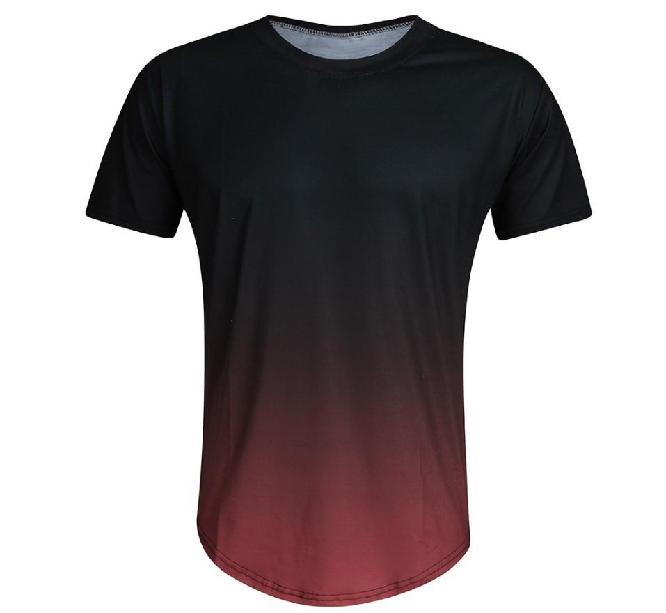 Spring new European and American men's casual sports fashion D gradual change short-sleeved crew neck T-shirt men
