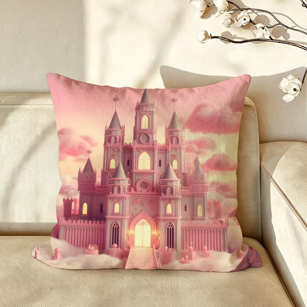 Art DDreamy CCastle Cushion Cover Pillow Case Antidustmite Pillowcase Silky Short Plush Sofa Cushion Cover hot