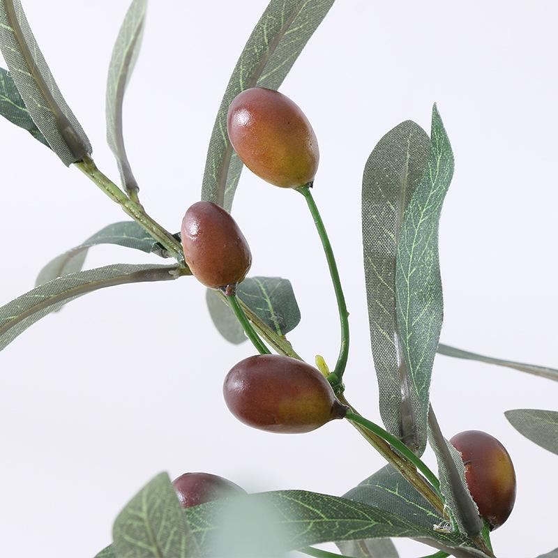 Simulated green plant olive branch 4 forks with fruit olive branch fake tree branch wedding home photography props flower arrangement decoration