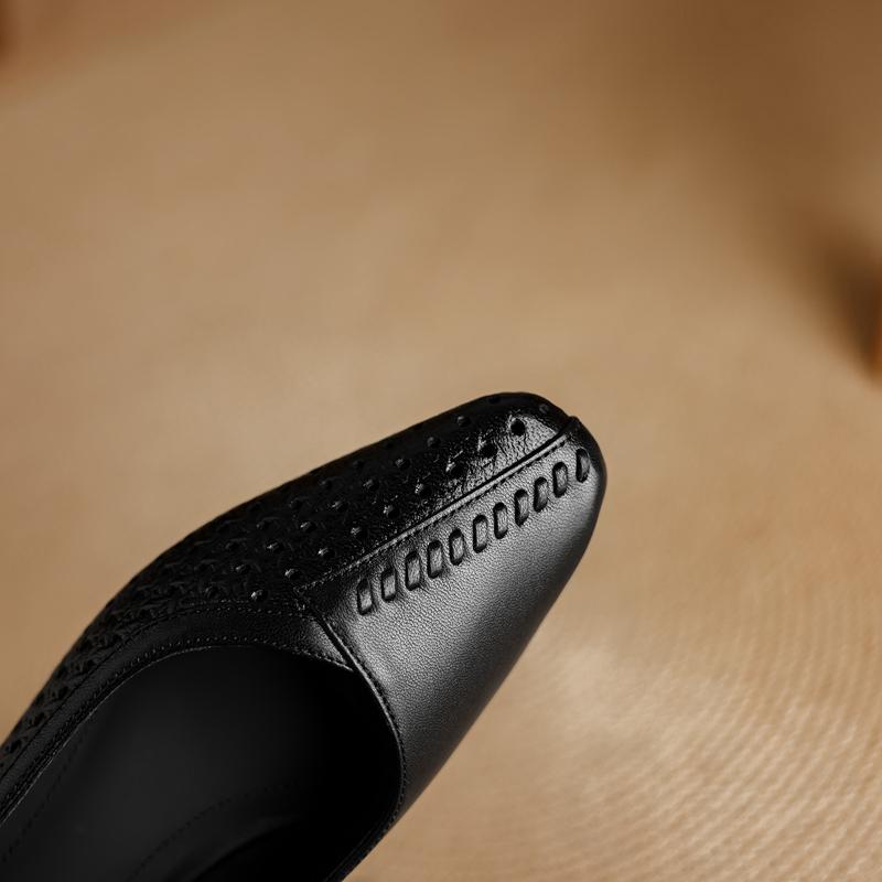 Fashion Women's new leather sheepskin spring and summer hollow breathable comfortable low order shoes retro perforated shoes