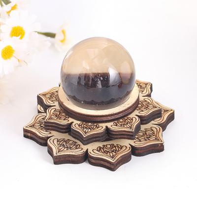 Wooden Lotus Display Holder Sphere Globe Crystal Ball Stone 3D Mandala Stand Base Tealight Candle Holder Meditation Home Decor