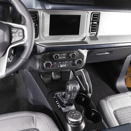 Center Air Conditioner Switch Panel Cover Trim For Ford Bronco 21+ Carbon Fiber