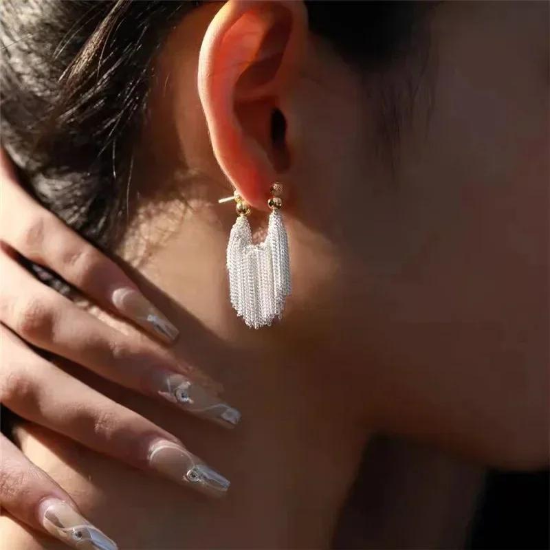 New Fashion Trend Unique Design Elegant Exquisite Light Luxury Long Tassel Earrings Female Jewelry Party Premium Gift