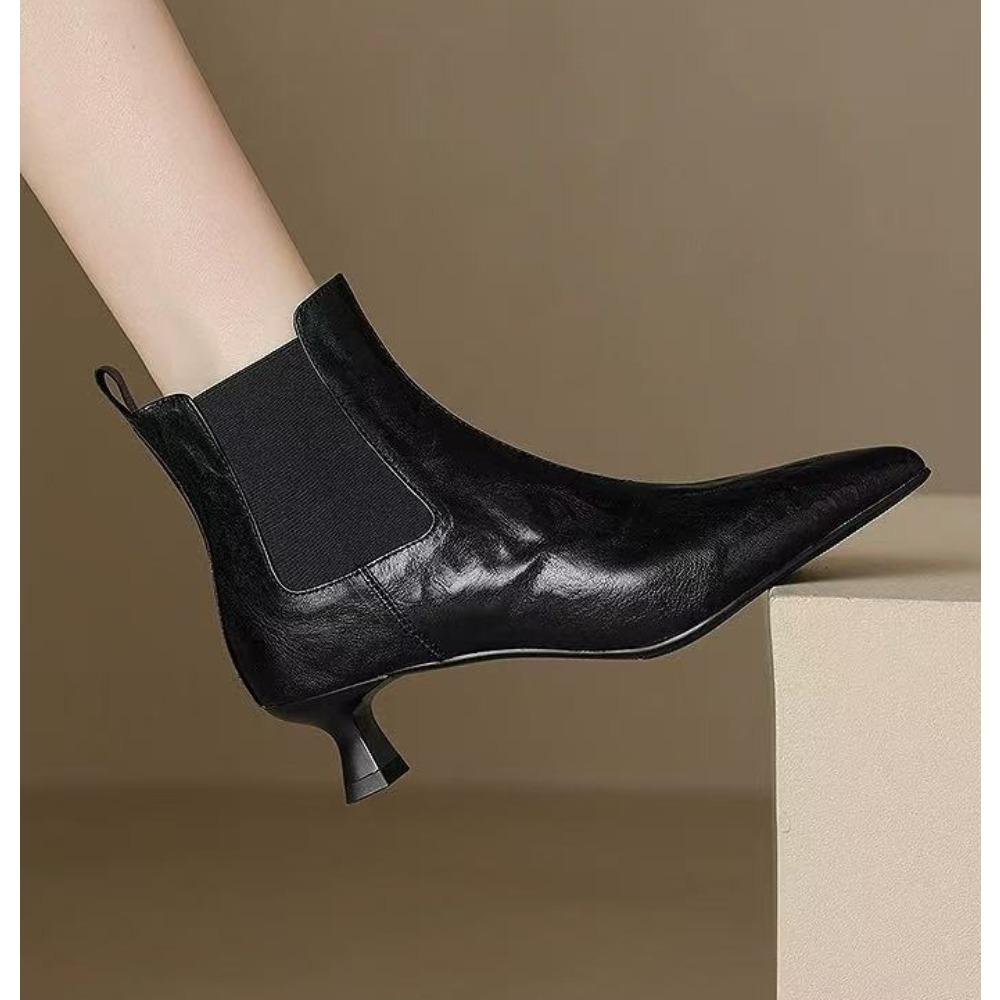 Nuovi Stivali da Donna alla Caviglia Punta Affilata Vintage di Design Moda Tacco Spesso Scarpe Concise Corte Botas De Mujer