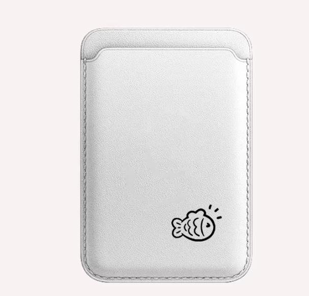 Small Fish Cat MAGsafe Leather Card Holder Case for Apple Phones