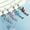 Damen Edelstahl Sexy Strand Schmetterling Zirkon Anhänger Perforierte Bauchnabelringe 10mm Vergoldet Drittanbieter-Zertifiziert Trendig