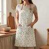 Canvas Apron with Floral Print Breathable Adjustable Straps Cooking Apron Water-Resistant Oil-Proof Kitchen Apron for Cooking Baking Gardening