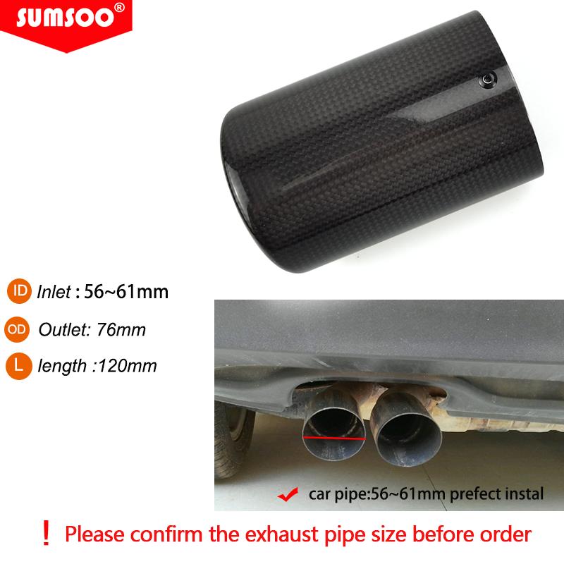 

SUMSOO genuine Car Universal Exhaust Pipe Carbon Fiber Cover Exhaust Muffler Pipe Tip case Exhaust Tip housing spring glossyNOlogo