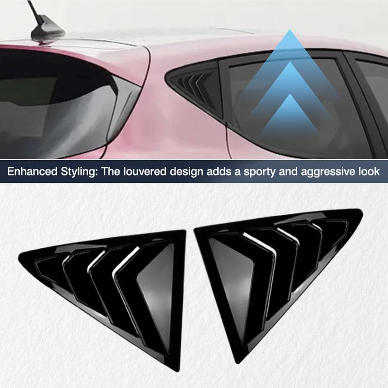 Pair Rear Window Louvers Car Vent Side Window Louvers Vent for Ford Fiesta MK8 2018 -2024 Glossy Black/Carbon Fiber Black