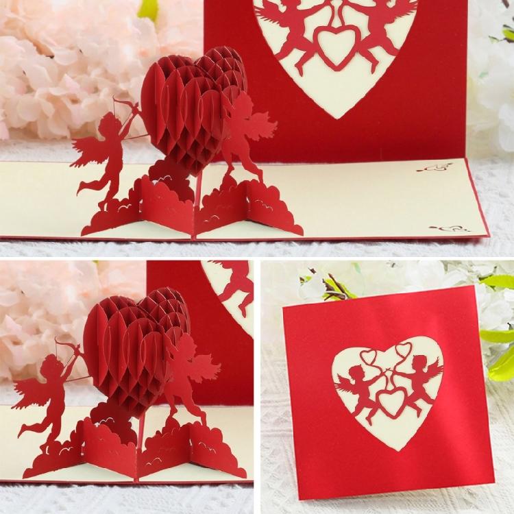 Cupid's Heart 3-D for Pop Up Valentine’s Day Card Happy Anniversary for Her Date