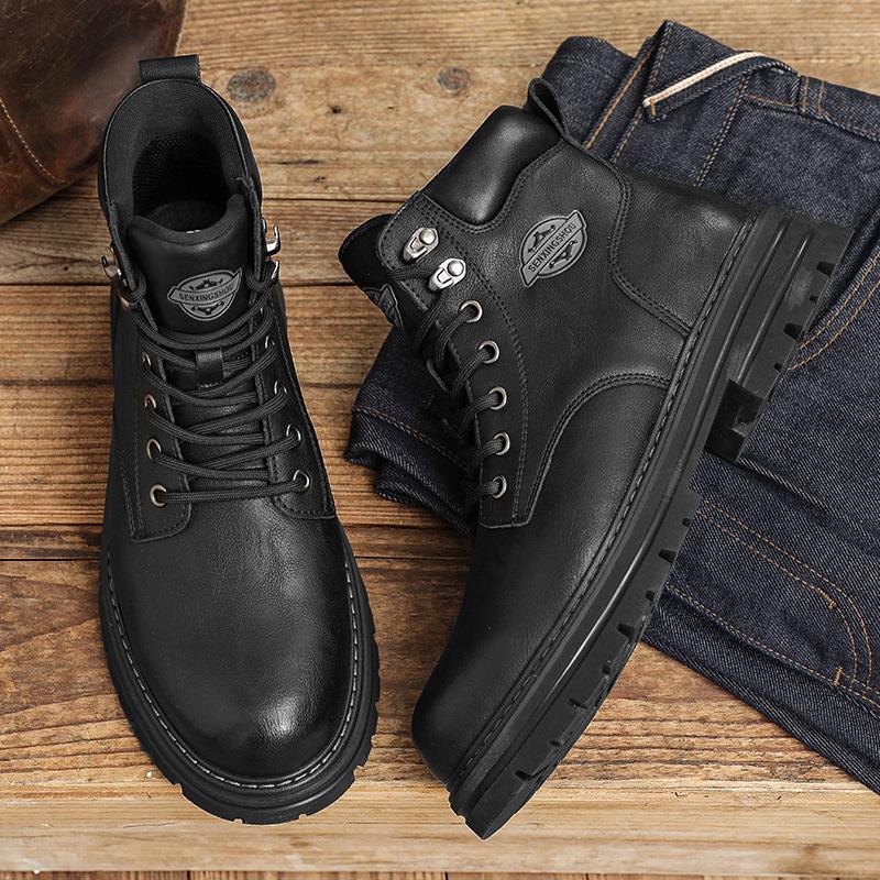 

Мужские ретро ботинки Мартин с высоким берцем, повседневные мужские ботинки, осенние британские кожаные короткие ботинки на толстой подошве, большие желтые ботинки 44