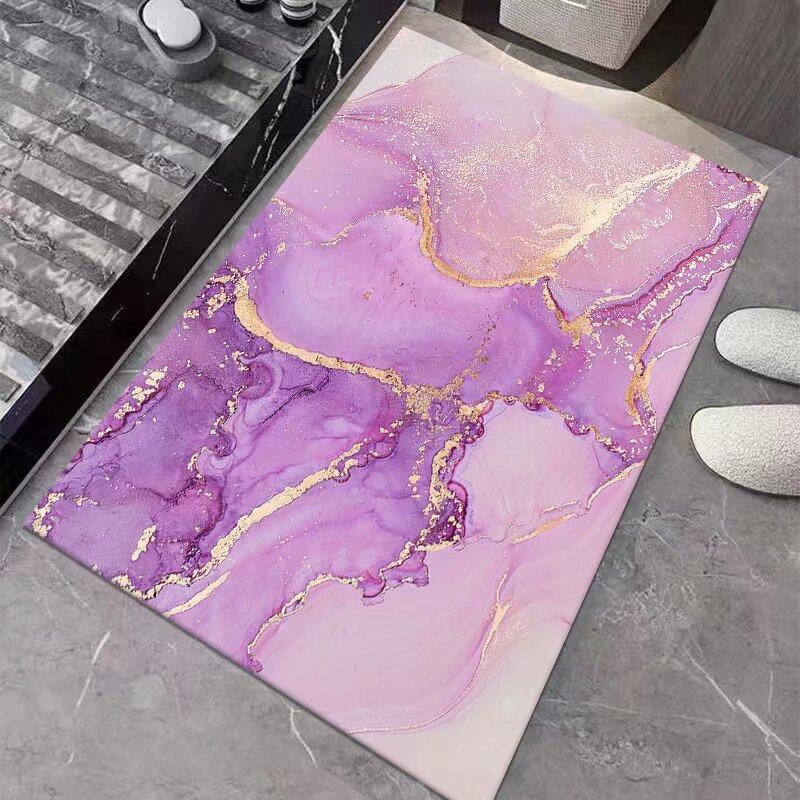 Modern Diatomaceous Earth Bath Mat Machine Made Printed Non Slip Soft Super Absorbent Sustainable Dirt Barrier Quick Dry for