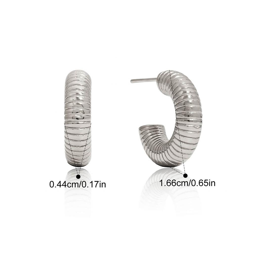 Three Layer Hollow C-shaped Stud Earrings Tarnish Resistant Metal Ladies Daily Wear Fashion Jewelry Wholesale