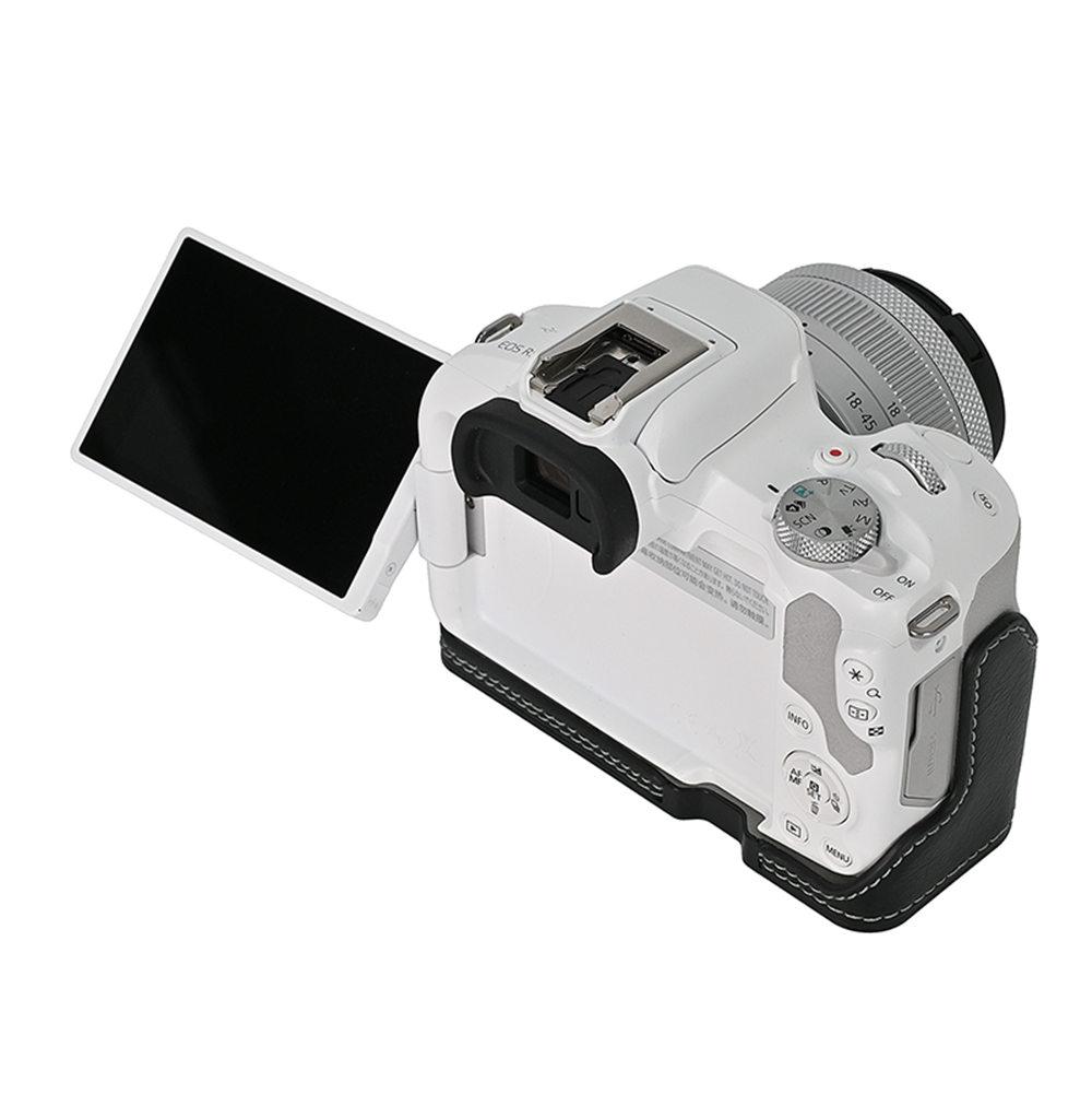 Camera Bag PU Leather Half Body Case for Canon EOS R50 R10 200D 200DII Battery Opening Bottom Cover