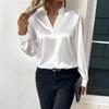 2025 Women's Spring/Autumn Simple V-Neck Loose Shirt - Versatile & Stylish