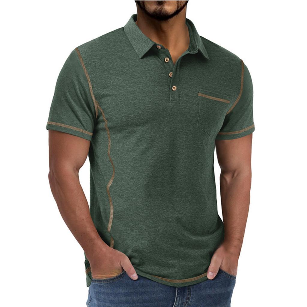 Men's Short Sleeve  Collar T-shirt Casual Lapel Top