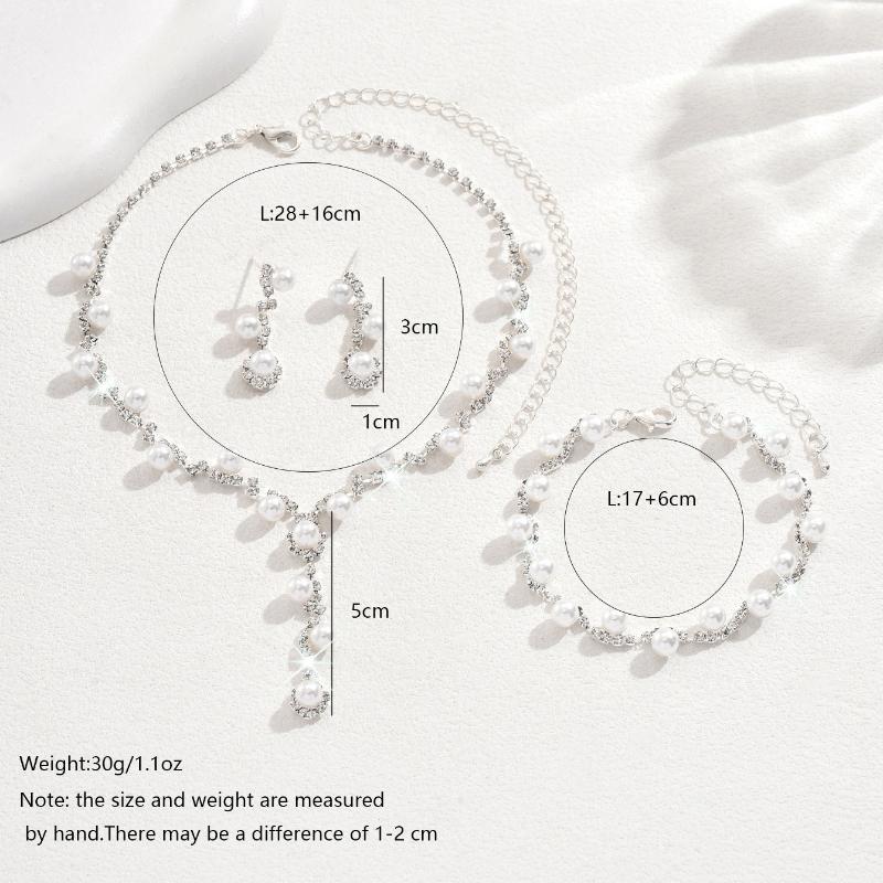Prosty i Wykwintny Zestaw Trzyczęściowy Naszyjnik Łańcuszkowy z Pazurami Kolczyki Bransoletka Perłowy Łańcuszek Obojczykowy Dodatki do Sukni Wieczorowej