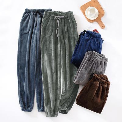 Men's Thermal Fleece Pockets Thickened Fleece Lined Casual Sports Trousers Pajama  Pants