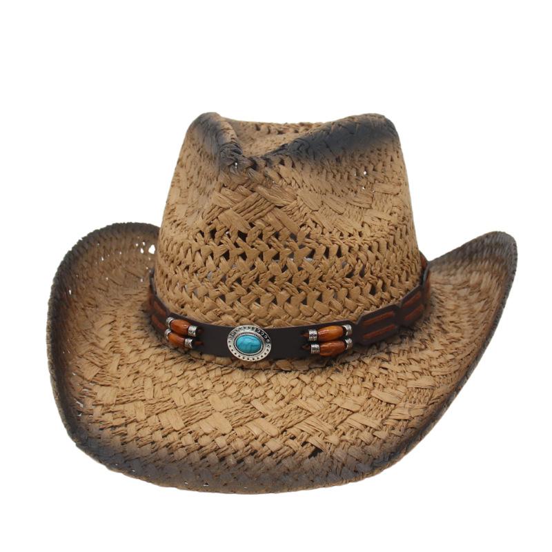 Cross-Border European And American Hot-Selling Cowboy Top Hats Hollow Warped Edge Sun Hats Western Cowboy Hats Outdoor Beach Sun Hats