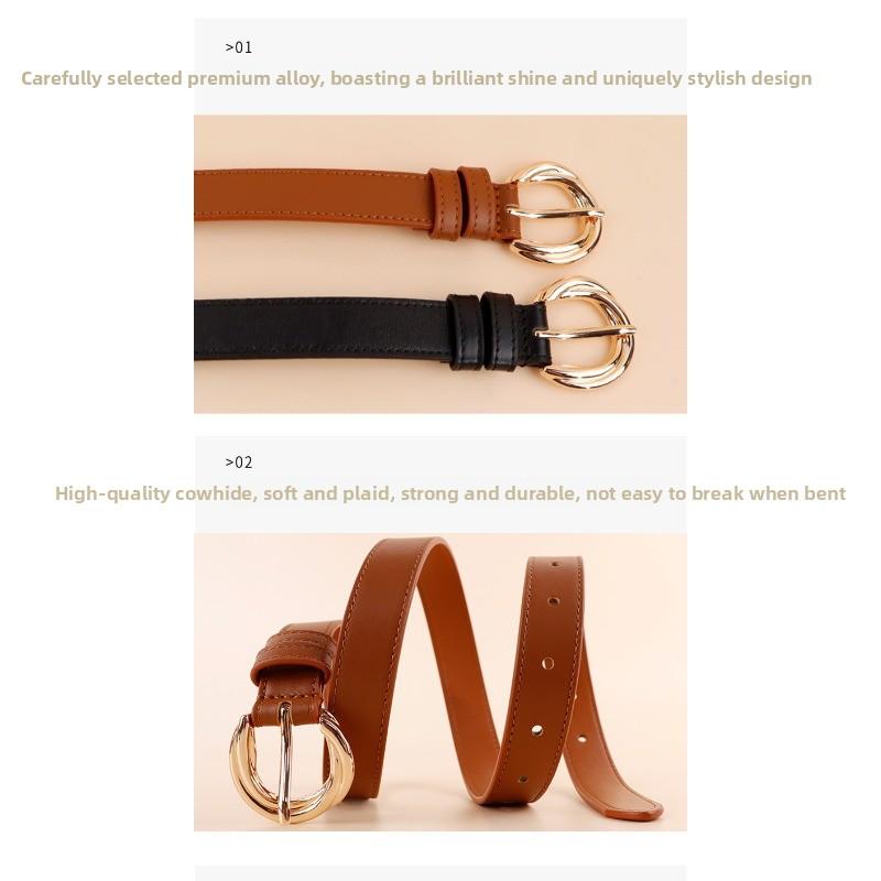 Top grain leather women's belt - vintage style genuine leather belt for jeans