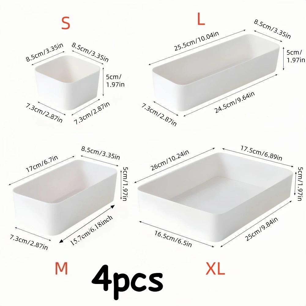 4pcs/set Drawer Organizer Set, Universal Fit, Independent Storage Solution,Desk & Drawer Organizer for Home Storage, Storage Box