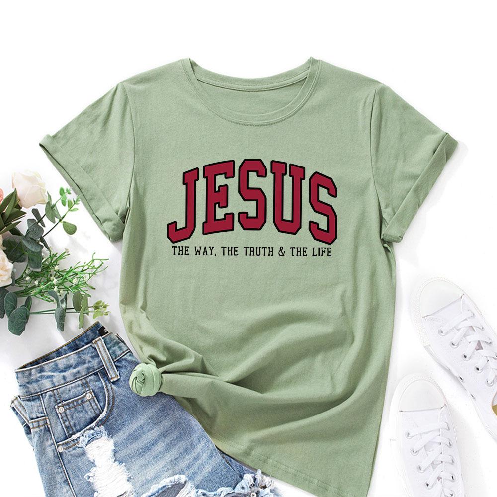 Cotton T-Shirt Short Sleeve Round Neck Women 2d Print Tops