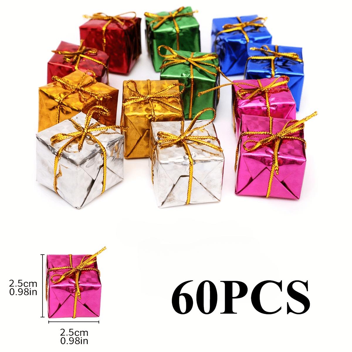 

Набор из 60 подвесных украшений в виде подарочных коробок для праздничного сезона - 0,98 пенопластовые подвески-подарки для украшения елки, не требующие электричества или перьев, многоцветные 60pcs