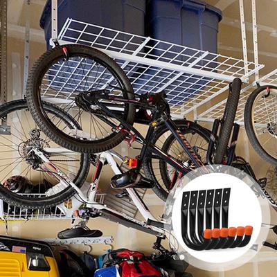 Yousheng 6 Stück Schwerlast-Aufhänger Garage Haken Beschichteter Eisen Haken J-förmig Wandmontage Haken zum Aufhängen von Fahrrad Leiter Gartengeräten