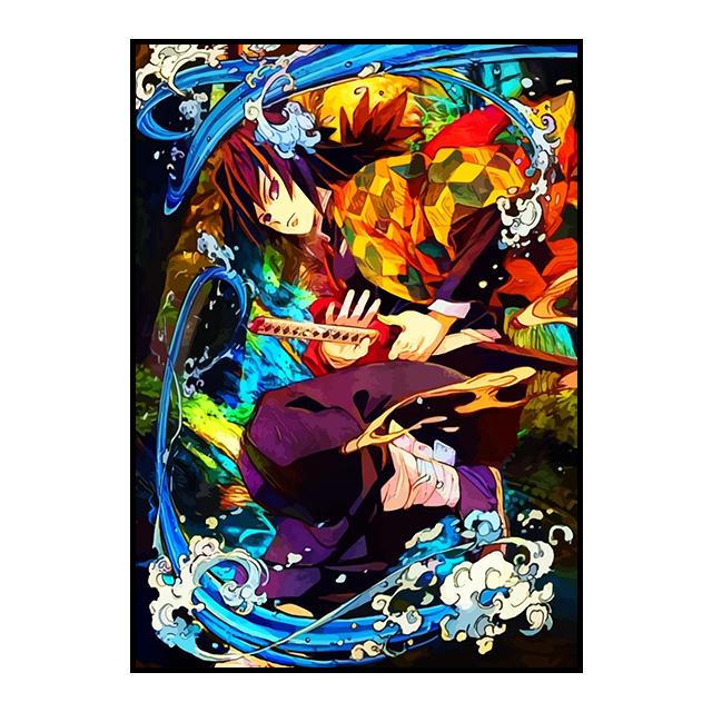 Affiche d'anime Demon Slayer Kamado Tanjirou Décoration murale Agatsuma Zenitsu Peinture décorative Art mural Image Décoration d'intérieur Cadeau Sans cadre