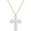 Pearl Cross Minimalist Wind Furnace Real Gold Necklace Female Collarbone Chain Accessories