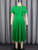 AOMEI Green Pleated A Line Dresses for Women Short Sleeve Beaded Ruffles High Waist Midi Party Event Dress