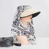 Vintage Women Sun Hat with Headscarf Summer Large Brim Full Face Cover Sunscreen Straw Cap Female Outdoor UV Protection Hat