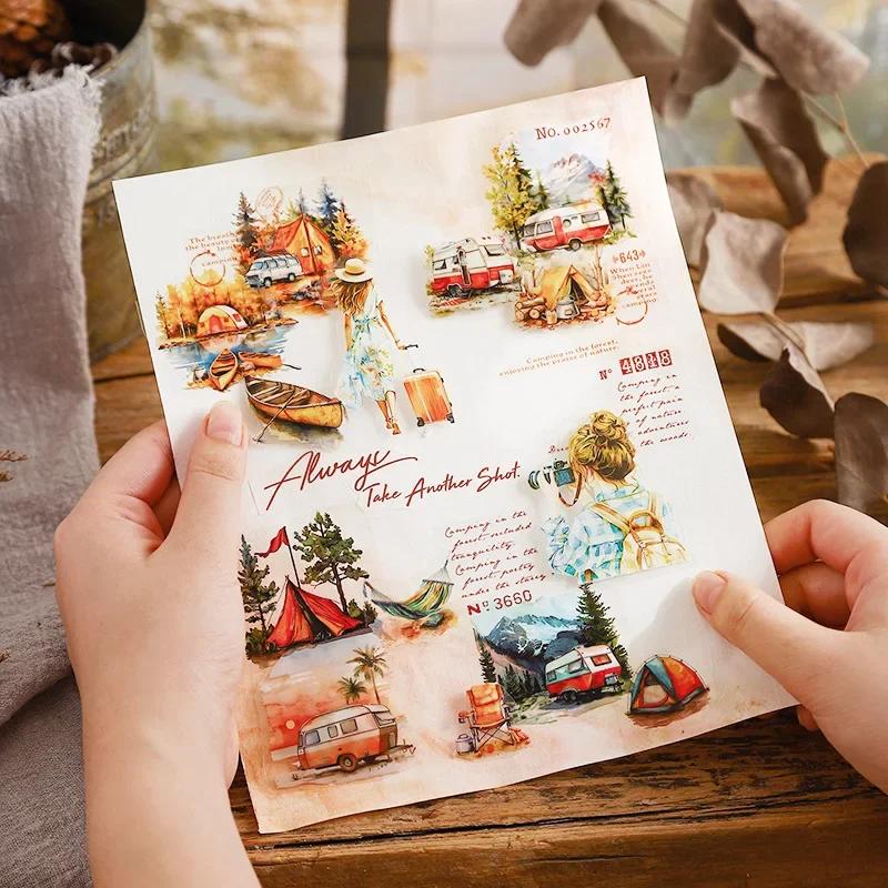 Mr. Paper,Forest Camping Character Theme Tape 200cm/roll for Collage Scrapbook Notebook Diary Decorative Stationery Stickers