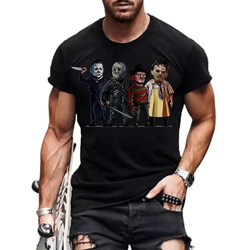 

Mens Friends Halloween T-Shirt Michael Jason Halloween Myers Horror Scary Movies Graphic Short Sleeve Shirts Tee Top Gifts Manga 4XL