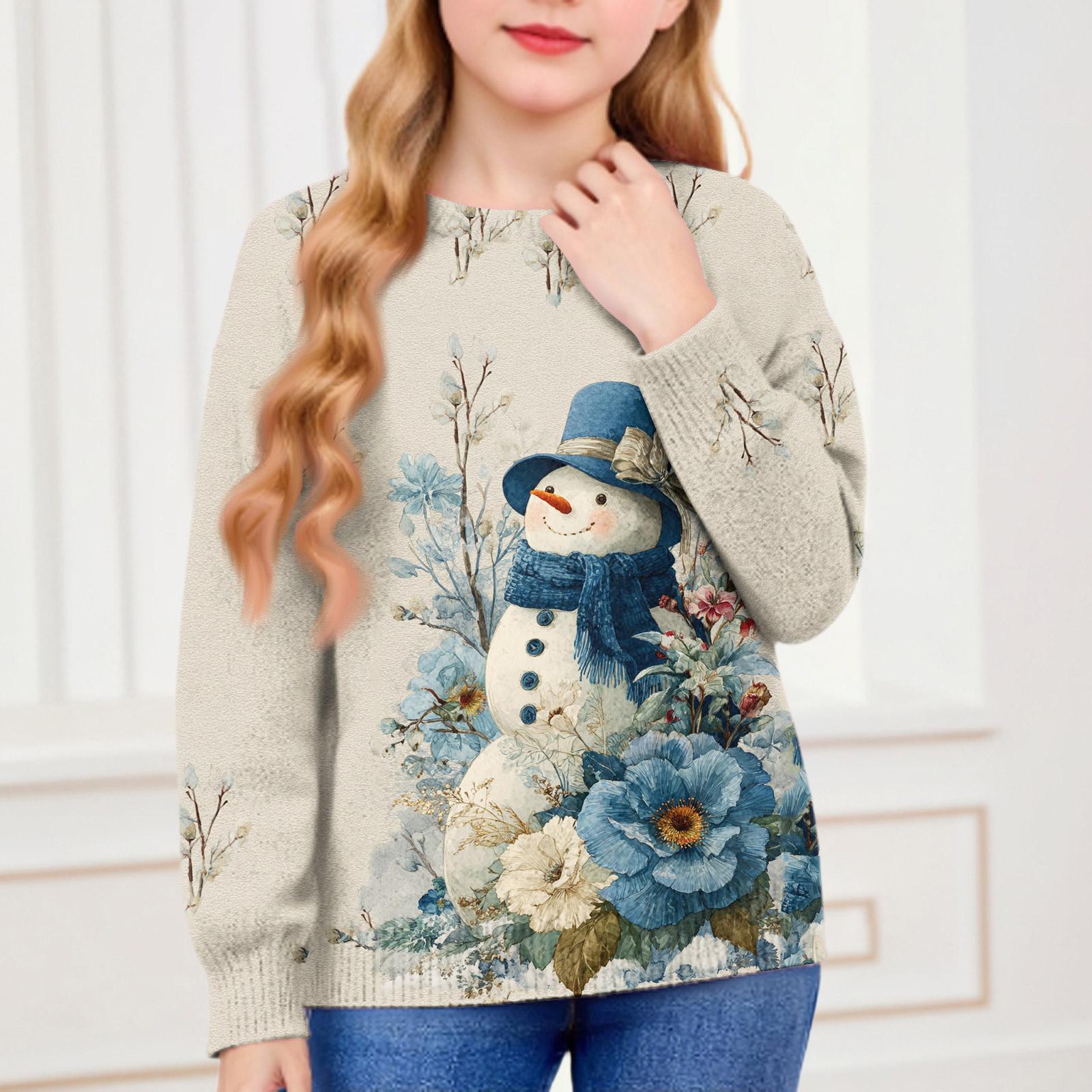 

Рождественские свитшоты для детей мальчиков и девочек вязаный свитер милая рубашка осенний пуловер с круглым вырезом топы 90