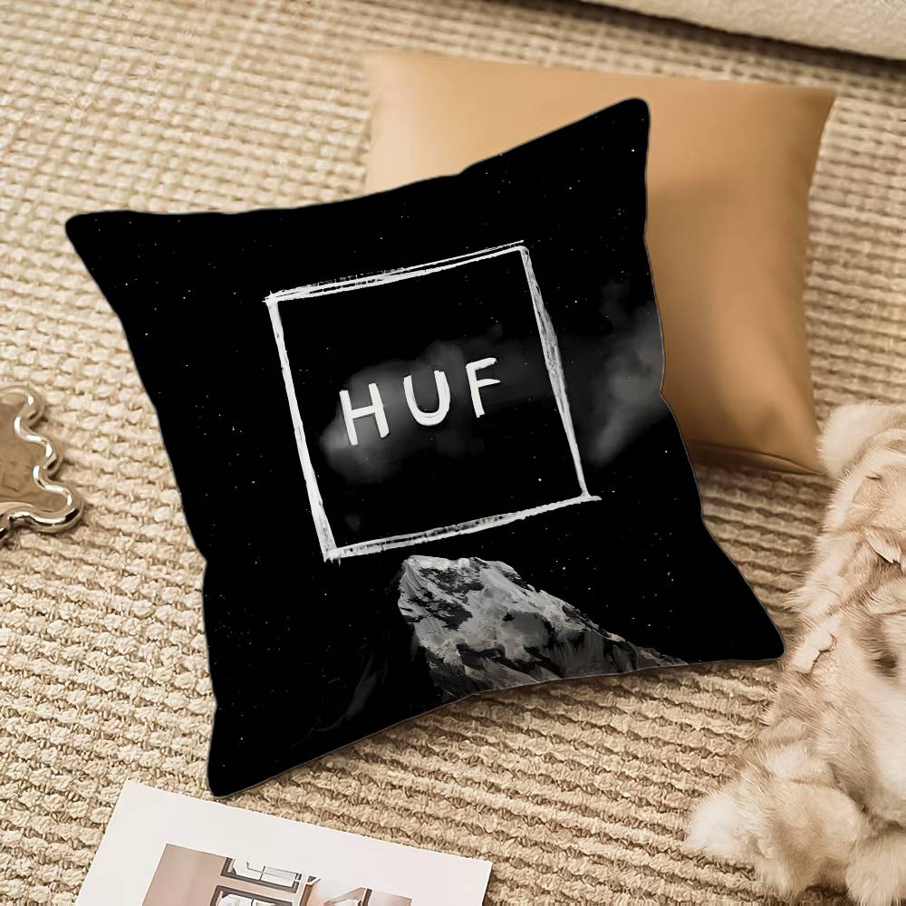Skateboard Aesthetic Design H-HUF-MT Pillow Case Comfort Sofa Bed Silky Elegant Invisible Zipper Decorative Cushion Cover