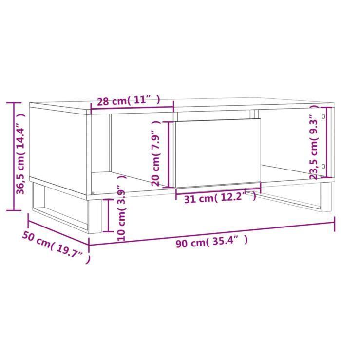 VidaXL Coffee Table White 90x50x36.5 Cm Engineered Wood 830596