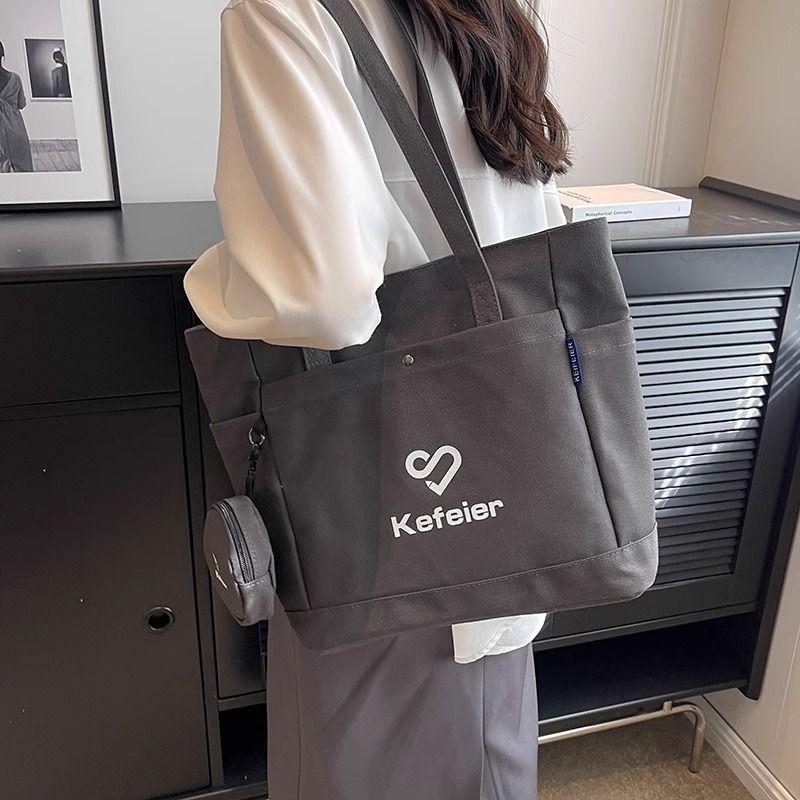 

Bag Female Satchel College Students Class Canvas Bag Black tea