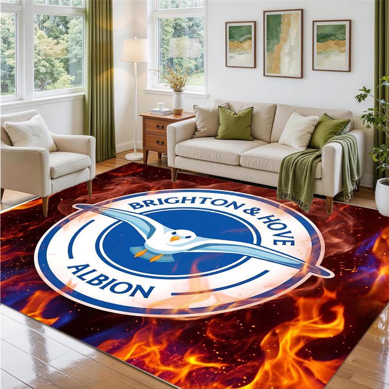 Brighton & Hove Albion Football Design Crystal Velvet Rug Soft Decorative Mat for Bedroom Entrance