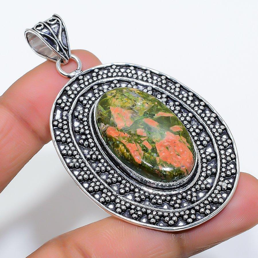 

Unakite Gemstone Handmade 925 Sterling Silver Jewelry Pendant 2.60 SU-9894